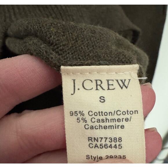 J. Crew Sweater Men’s Small Green Cotton and Cashmere V-Neck Pullover - Picture 4 of 5